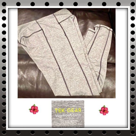 Women’s Tek Gear leggings - heather gray w/black trim - Large - thigh pockets - Picture 2 of 7